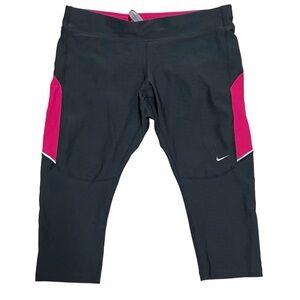 Nike Dri-Fit Filament Capri Leggings Gray Pink Size Large